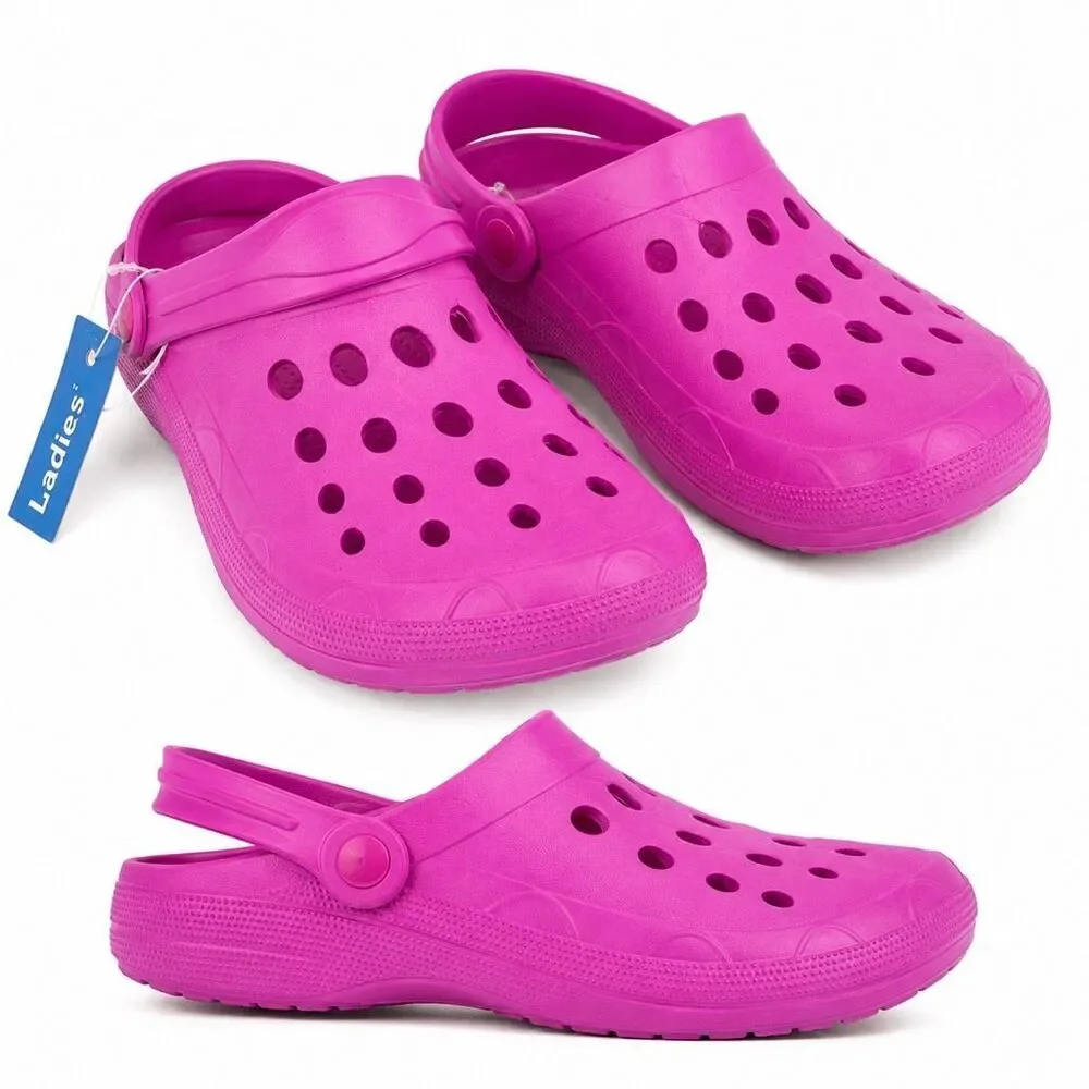 Women’s Hot Pink Clog Sandals Water Resistant Slip On Shoes NWT Size 5/6